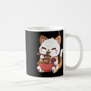 Caneca De Café Ramen Cat Anime Kawaii Cat Eating Ramen