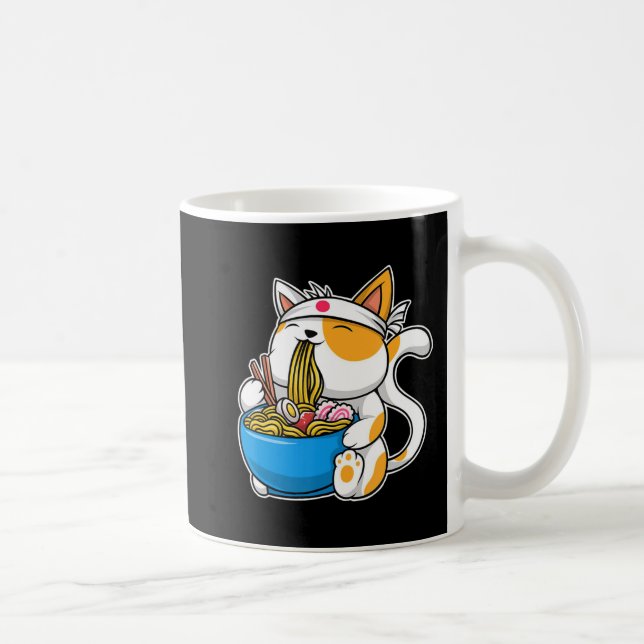 Caneca De Café Ramen Cute Cat Kawaii Anime Comida japonesa Neko C (Direita)