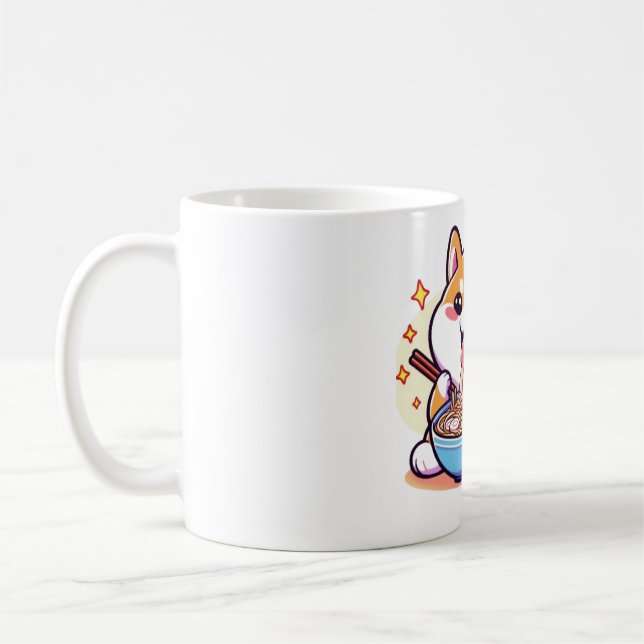 Caneca De Café Ramen-Loving Cat Mug – Kawaii Food & Feline Art (Esquerda)