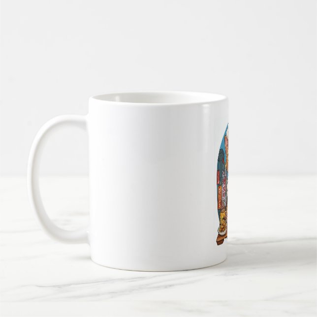 Caneca De Café Ramen Neko � Gato Chef Engraçado Anime Comida (Esquerda)
