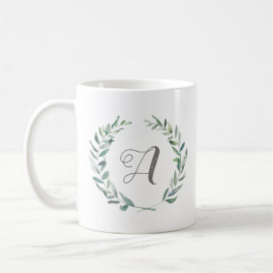 Caneca De Café Ramificação de Folha de Monograma Mug "A"