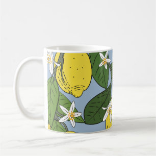 Caneca De Café Ramificações de limão: Ilustração de vinheta azul