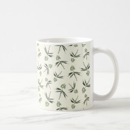 Caneca De Café Ramificações verdes amigáveis no creme - padrão pe