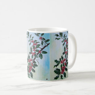 Caneca De Café Ramo de Azevinho na Neve do Inverno por Alfred Fox