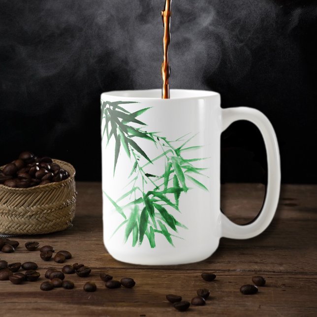 Caneca De Café Ramo de Bambu Verde (Criador carregado)