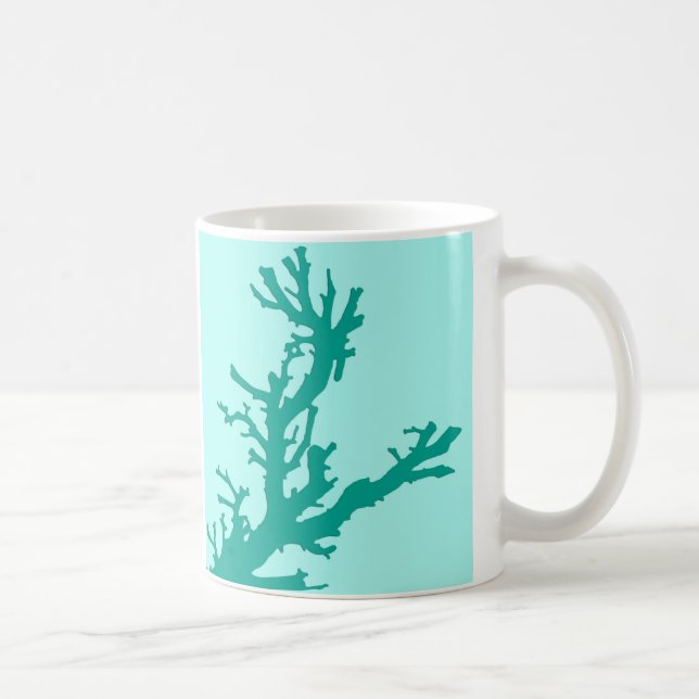 Caneca De Café Ramo de coral - turquesa e aqua (Direita)