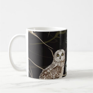 Caneca De Café Ramo de Coruja: Pássaro Solitário.