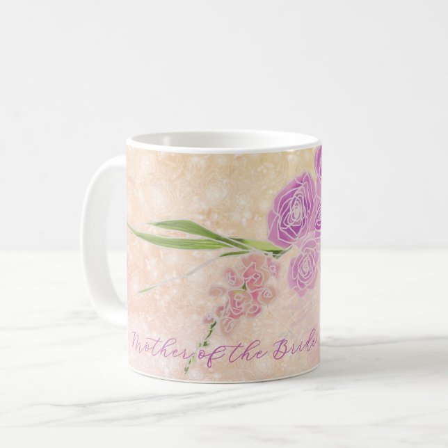 Caneca De Café Ramo de Noiva Mãe da Noiva Sunset Rose (Frente Esquerda)