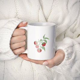 Caneca De Café Ramo de Tomate Botânico Personalizado Cor Vermelho