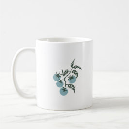 Caneca De Café Ramo de Tomate Botânico Personalizado Nome Azul Te