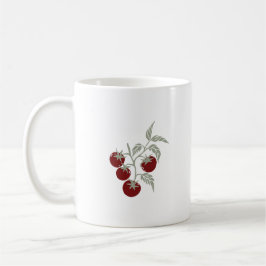 Caneca De Café Ramo de Tomate Botânico Personalizado Nome Carmesi