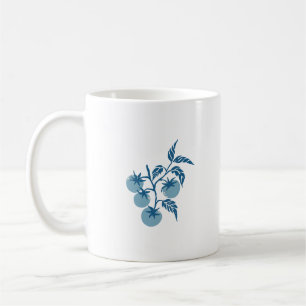 Caneca De Café Ramo de Tomate Botânico Personalizado Nome Cerúleo