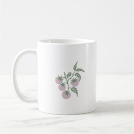Caneca De Café Ramo de Tomate Botânico Personalizado Nome Magenta