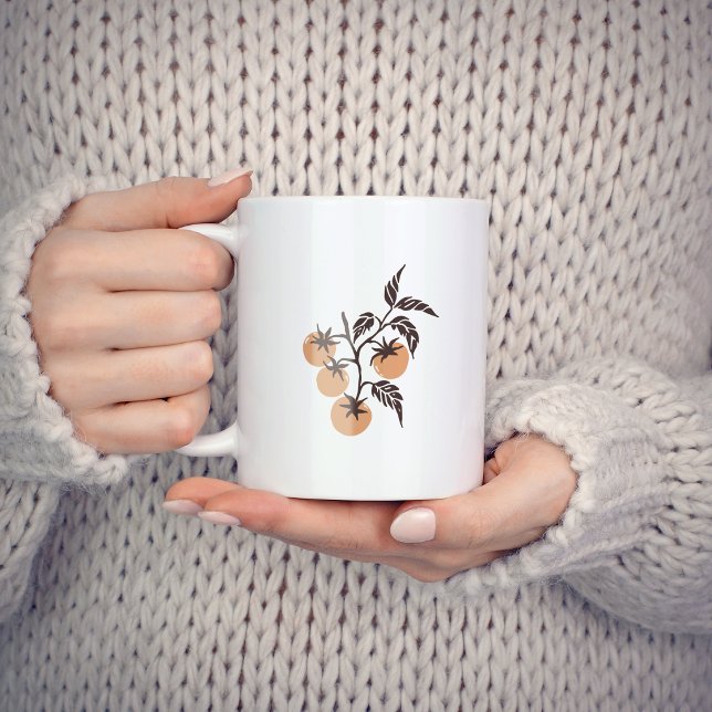 Caneca De Café Ramo de Tomate Botânico Personalizado Nome Sandy (Criador carregado)