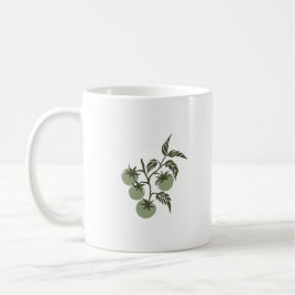 Caneca De Café Ramo de Tomate Botânico Personalizado Nome Verde