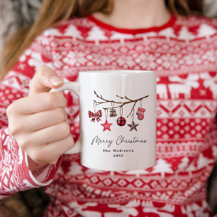 Caneca De Café Ramo Rustic Felry Christmas Ornaments