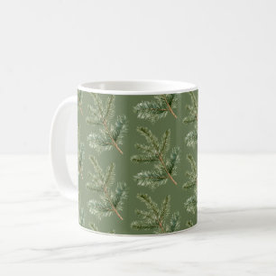 Caneca De Café Ramos de Árvore de Pinheiro Verde Natal