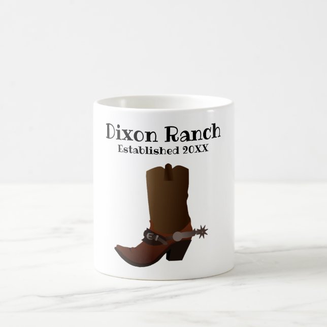 Caneca De Café Ranch Personalizado Estabelecido Cowboy Boot Coffe (Centro)