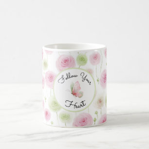 Caneca De Café Ranúnculo Rosa Bonito Menta