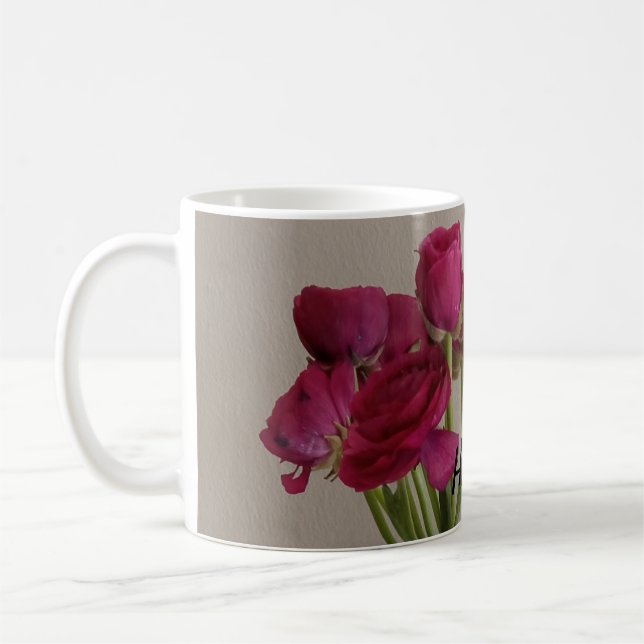 Caneca De Café Ranunculus Original Flower Fotografia V5 Para Ela (Esquerda)
