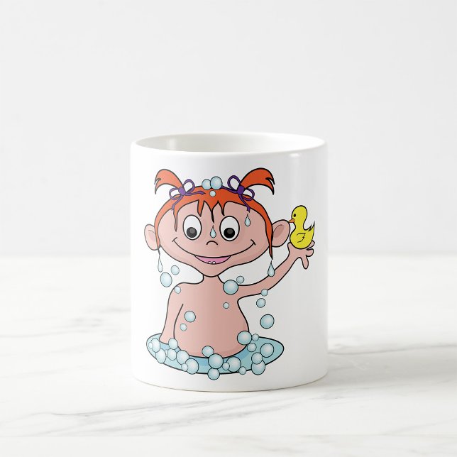 Caneca De Café Rapariga Bath Time Divertida com Pato de Borracha  (Criador carregado)