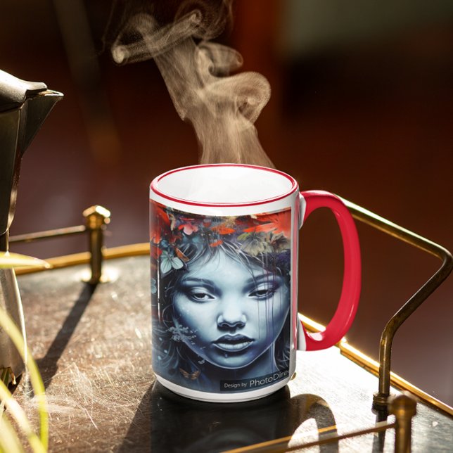 Caneca De Café Rapariga com flores Versão 1 (Girl with flowers Version 1 Coffee Mug
)