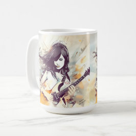 Caneca De Café Rapariga com vibrações musicais