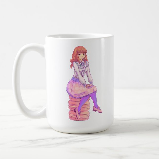 Caneca De Café Rapariga de Macaron Rosa (Esquerda)