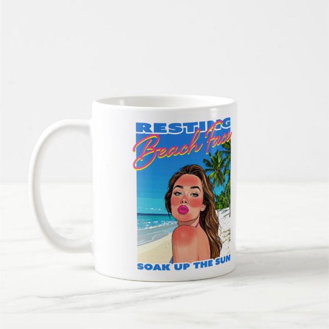Caneca De Café Rapariga de Poster de Resting Beach Face (Esquerda)