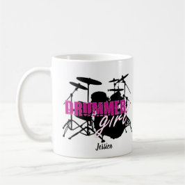 Caneca De Café Rapariga do Drummer Nome Texto preto roxo