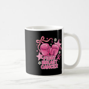 Caneca De Café Rapariga Lutas Boxando Luvas Rosa Fita Cancer