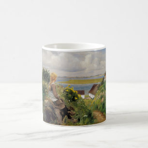 Caneca De Café Rapariga perdida em pensamento (por H.A. Brendekil