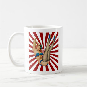 Caneca De Café Rapariga Vermelha Pin-up Retro Sunset