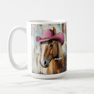 Caneca De Café Raparigas Hat Cavalo Rosa Quente Personalizadas Oc