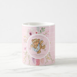 Caneca De Café Raparigas Personalizadas BAPTISM - Anjo Rosa Teddy