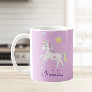 Caneca De Café Raparigas Personalizadas Cute Whimsical Unicorn Ra