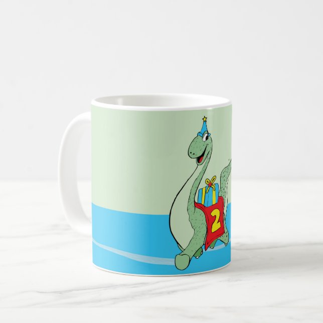Caneca De Café Rapaz, Dinossauro segundo aniversário (Frente Esquerda)