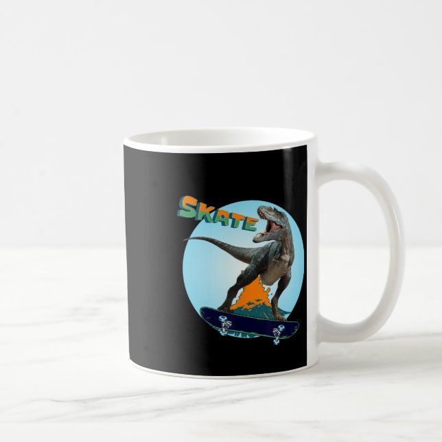 Caneca De Café Rapazes Fixe Patinação T Rex Dinossauro Skateboard (Direita)