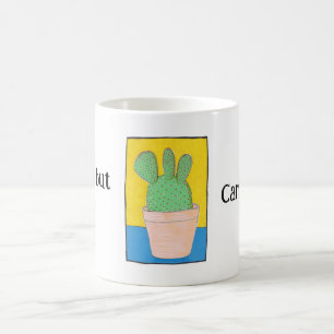 Caneca De Café Rápido, mas fofo, seu nome, desenho de cacto,