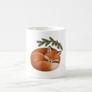 Caneca De Café Raposa Adormecida e Ramo de Abeto