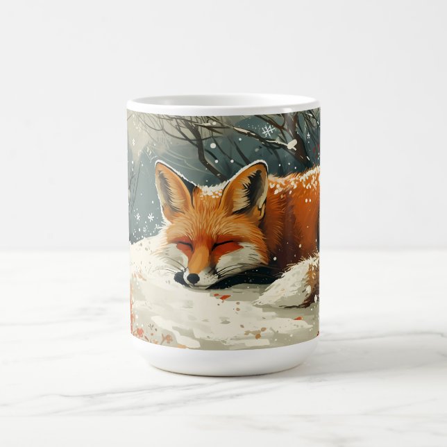 Caneca De Café Raposa Amber Dormindo na Neve (Centro)