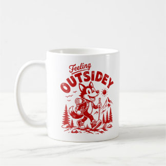Caneca De Café Raposa Andando de Desenho Animado Antigo Sentindo-