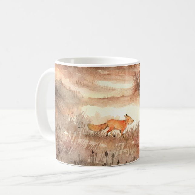 Caneca De Café Raposa Atravessando o Campo (Frente Esquerda)