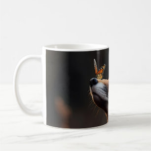 Caneca De Café Raposa-branca com uma borboleta sentada no nariz