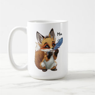 Caneca De Café Raposa Caprichosa com uma Pena