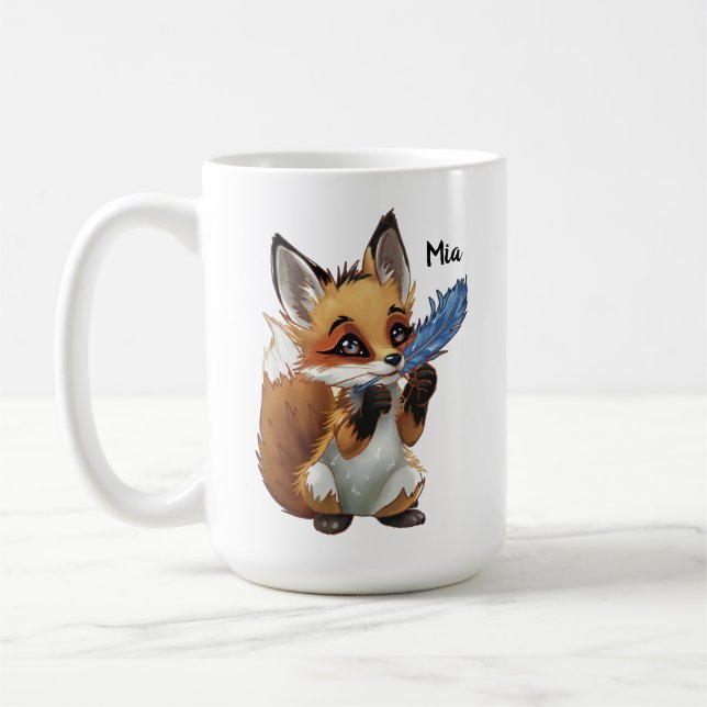 Caneca De Café Raposa Caprichosa com uma Pena (Esquerda)