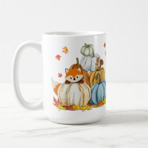 Caneca De Café Raposa de Ação de Graças e Abóbora Colorida