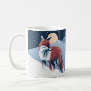 Caneca De Café Raposa-De-Corte Na Ilustração Da Neve De Inverno
