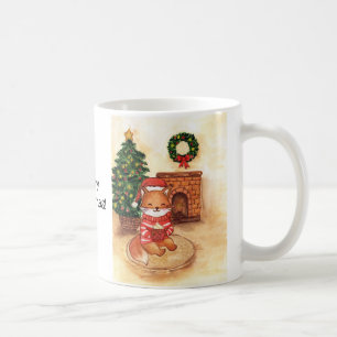 Caneca De Café Raposa de Natal junto à lareira