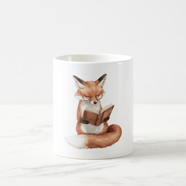 Caneca De Café Raposa lendo um livro (Centro)